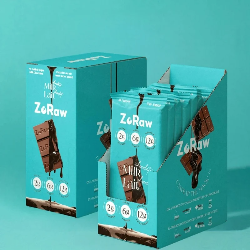 ZoRaw Barras de Chocolate con Proteína, 12 Unidades