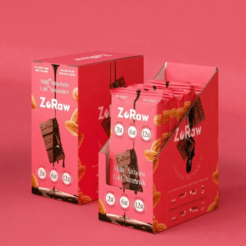 ZoRaw Barras de Chocolate con Proteína, 12 Unidades