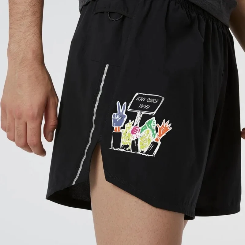New Balance Short Graphic Impact Run 5" Negro, para Hombre