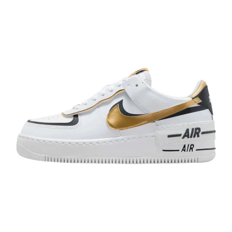 Nike Tenis Air Force 1 Shadow Blanco/Dorado, para Mujer