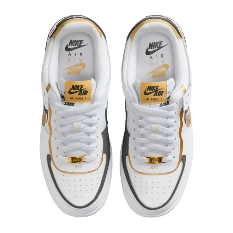 Nike Tenis Air Force 1 Shadow Blanco/Dorado, para Mujer