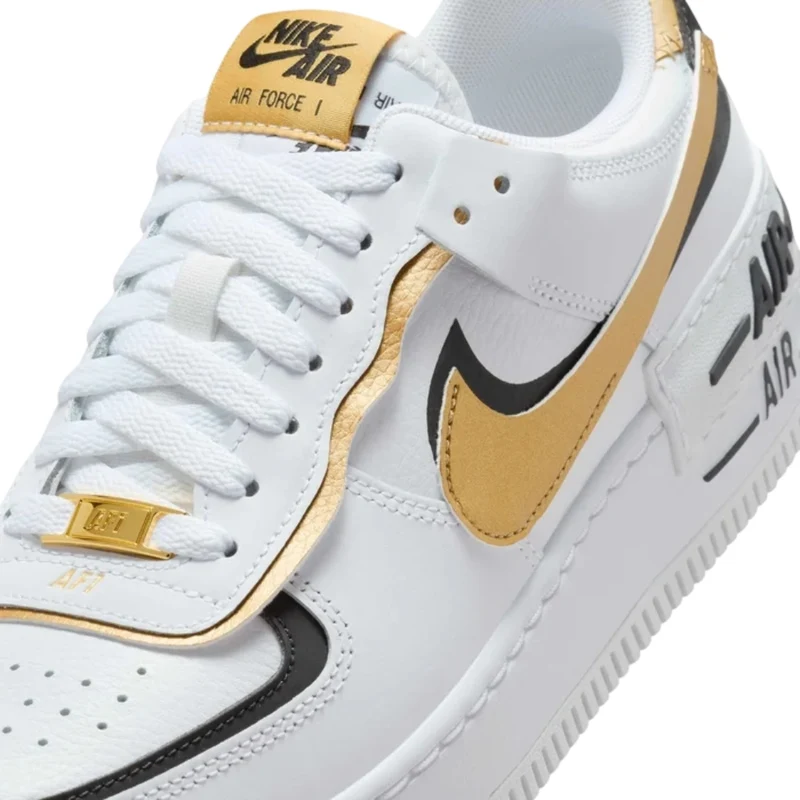 Nike Tenis Air Force 1 Shadow Blanco/Dorado, para Mujer