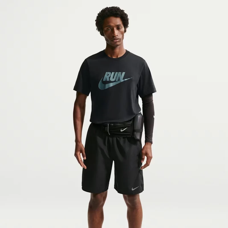 Nike Camiseta Deportiva Dri-FIT Run Swoosh Negro, para Hombre