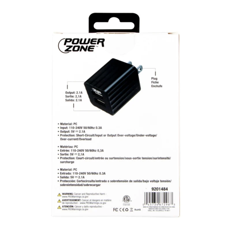 POWERZONE Cargador de Pared Dual USB 5V, KL-50210A