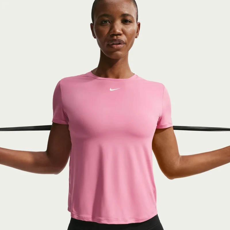 Nike Camiseta Deportiva Manga Corta One Classic Rosado, para Mujer