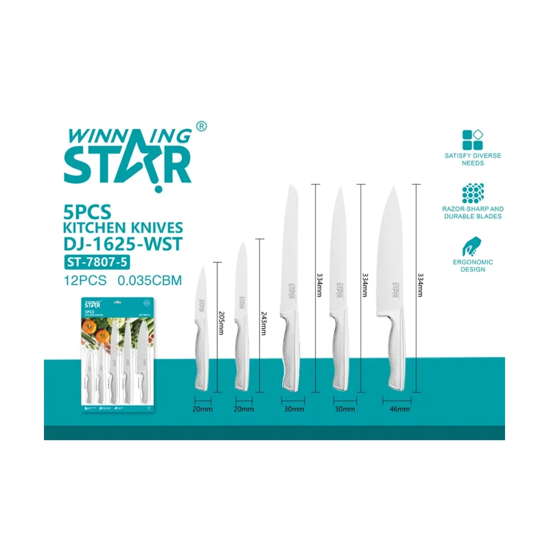 Winning Star Set de Cuchillos Acero Inoxidable 5 Piezas, St-7807-5
