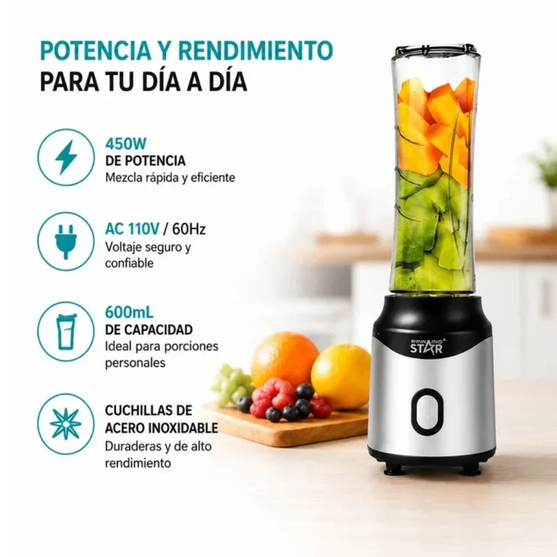 Winning Star Licuadora Personal 600 Ml, St-2091