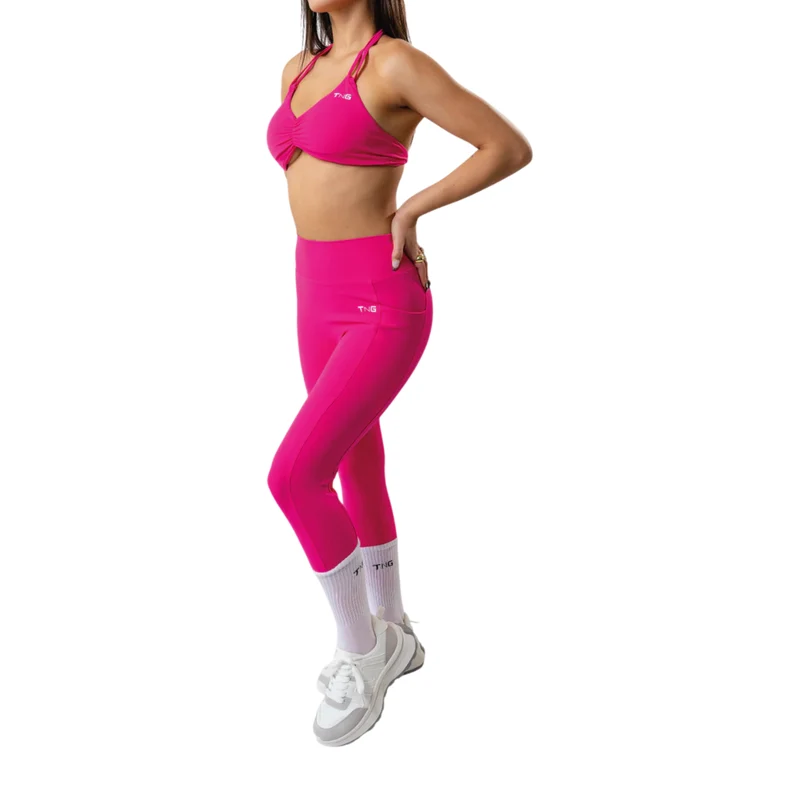 TNG Conjunto Deportivo Top y Leggings Sync Fucsia, para Mujer