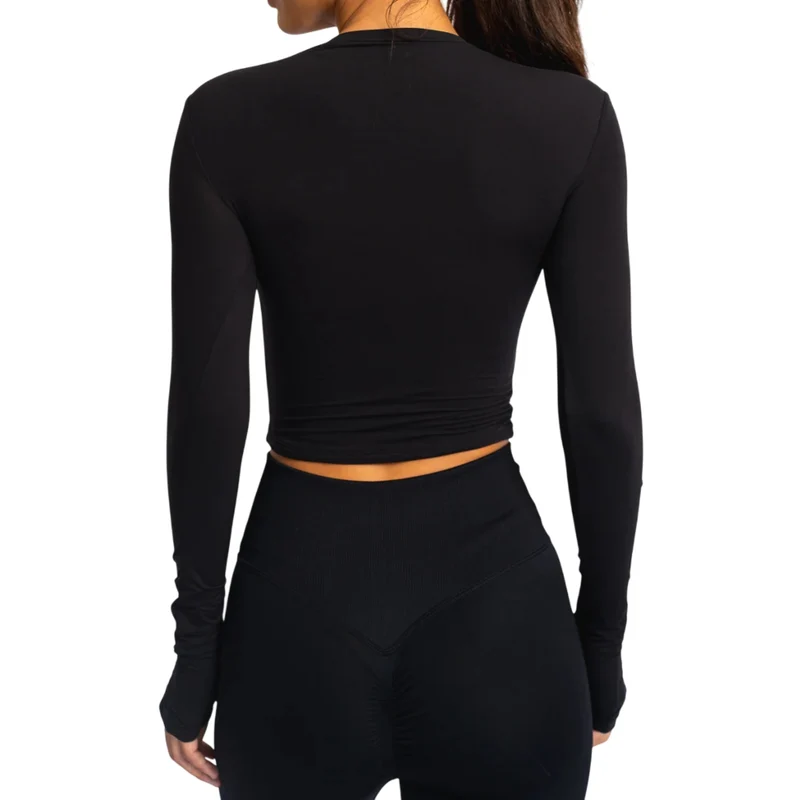 TNG Top Deportivo Manga Larga Minimal Negro, para Mujer