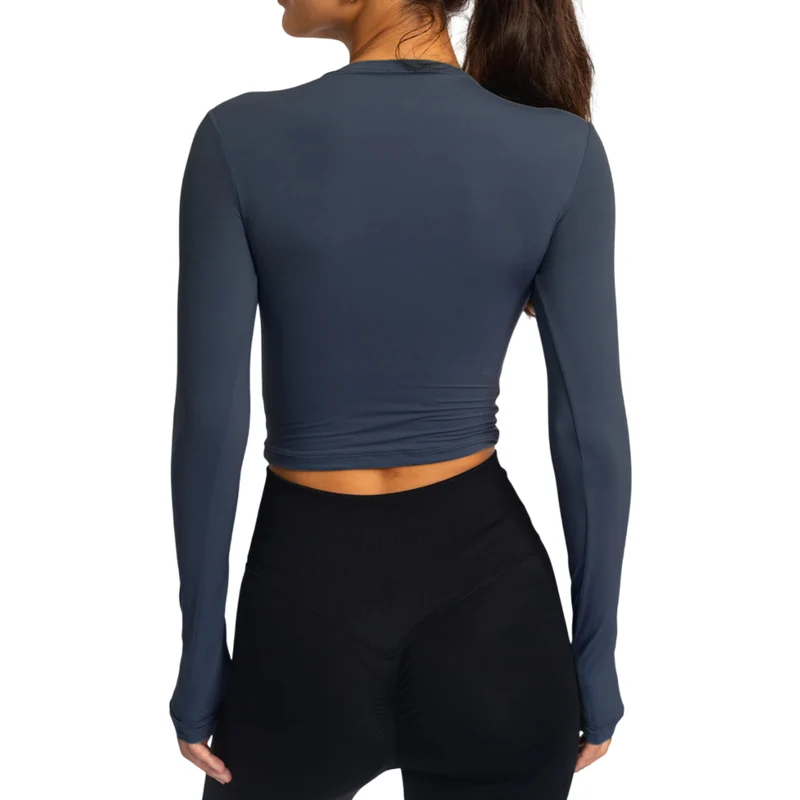TNG Top Deportivo Manga Larga Minimal Azul, para Mujer