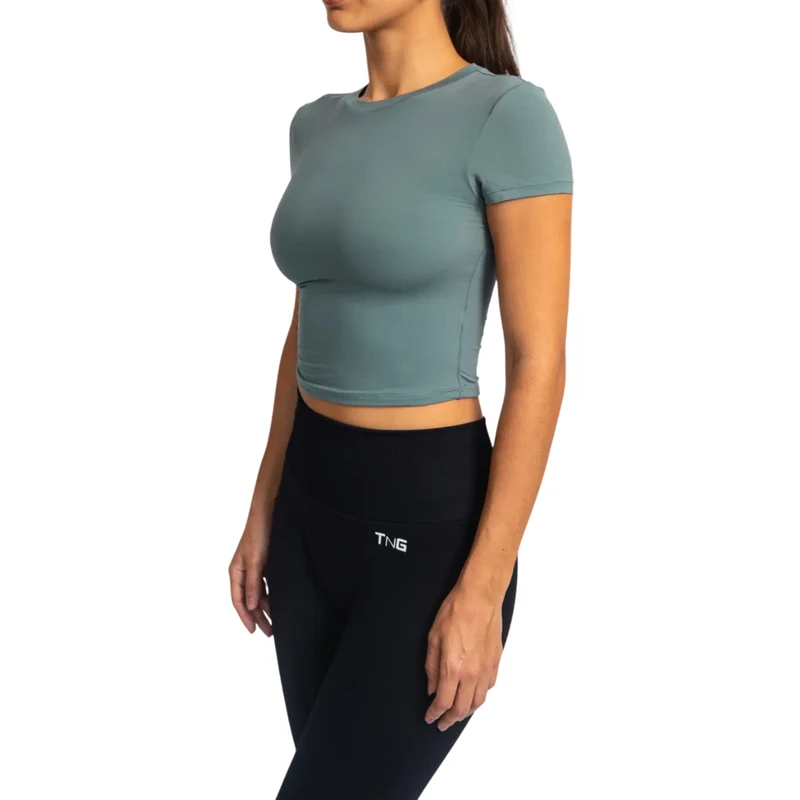 TNG Top Deportivo Manga Corta Minimal Gris, para Mujer