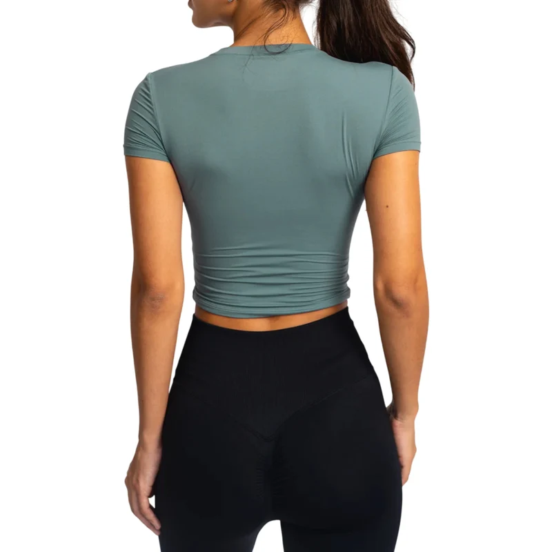 TNG Top Deportivo Manga Corta Minimal Gris, para Mujer