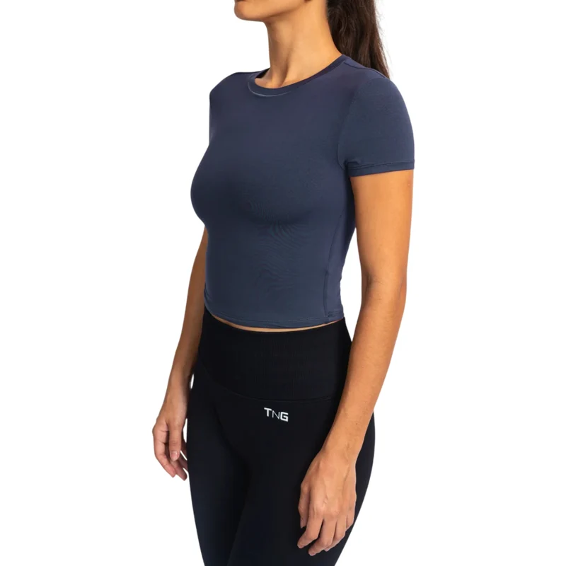 TNG Top Deportivo Manga Corta Minimal Azul, para Mujer