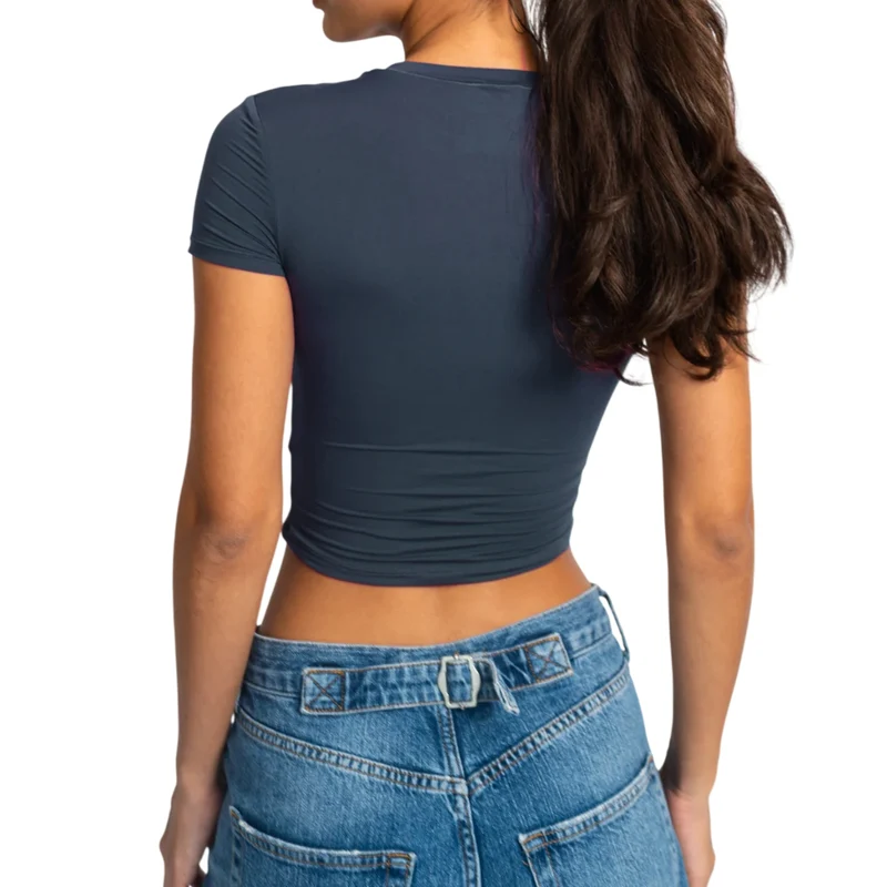 TNG Top Deportivo Manga Corta Minimal Azul, para Mujer