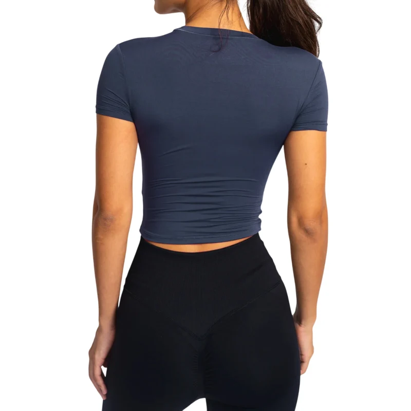TNG Top Deportivo Manga Corta Minimal Azul, para Mujer