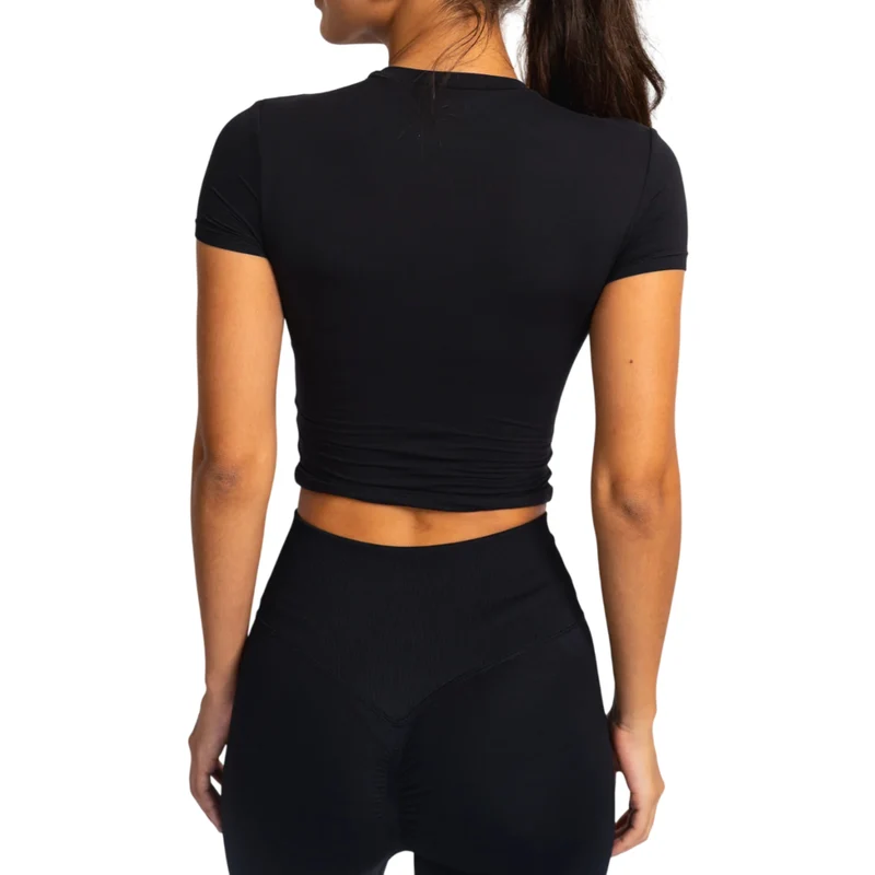 TNG Top Deportivo Manga Corta Minimal Negro, para Mujer