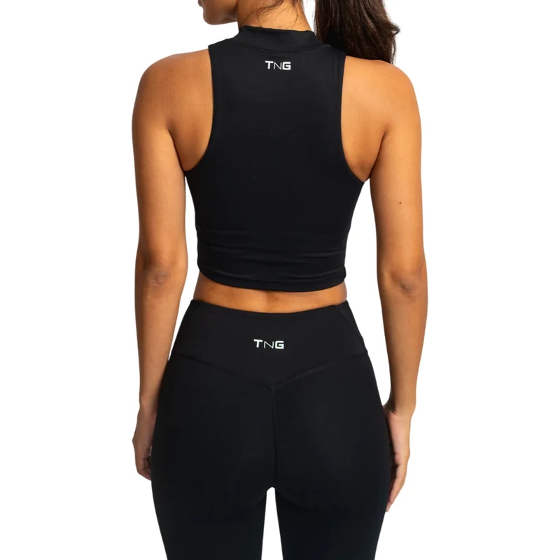 TNG Top Deportivo Flare Negro, para Mujer