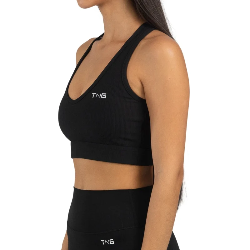 TNG Top Deportivo V-Cut Sports Bra Negro, para Mujer