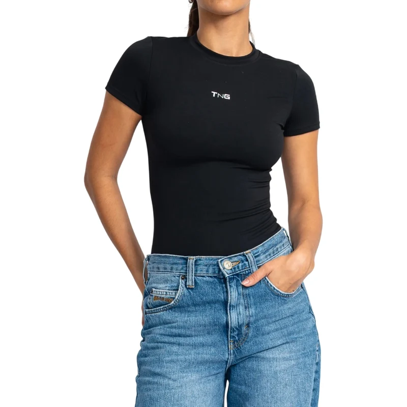 TNG Camiseta Manga Corta Pulse Negro, para Mujer