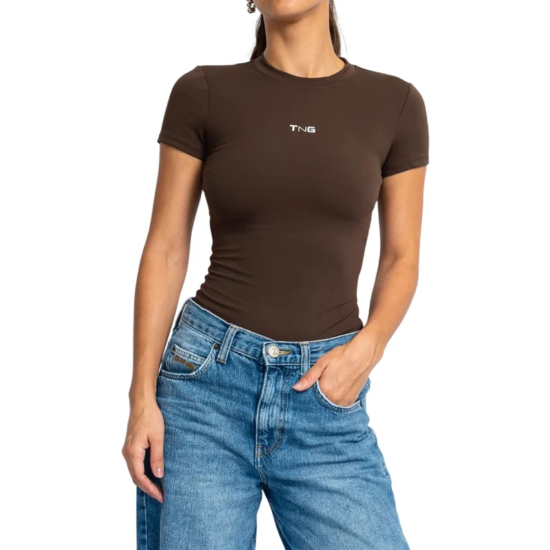 TNG Camiseta Manga Corta Pulse Café, para Mujer