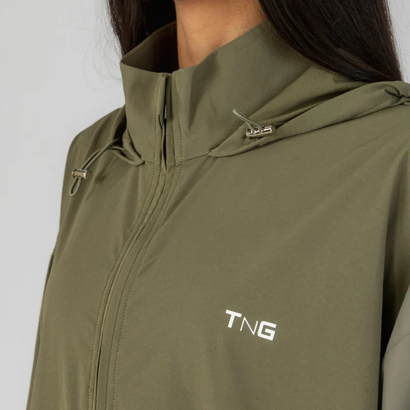 TNG Jacket con Capucha Windbreaker Verde, para Mujer
