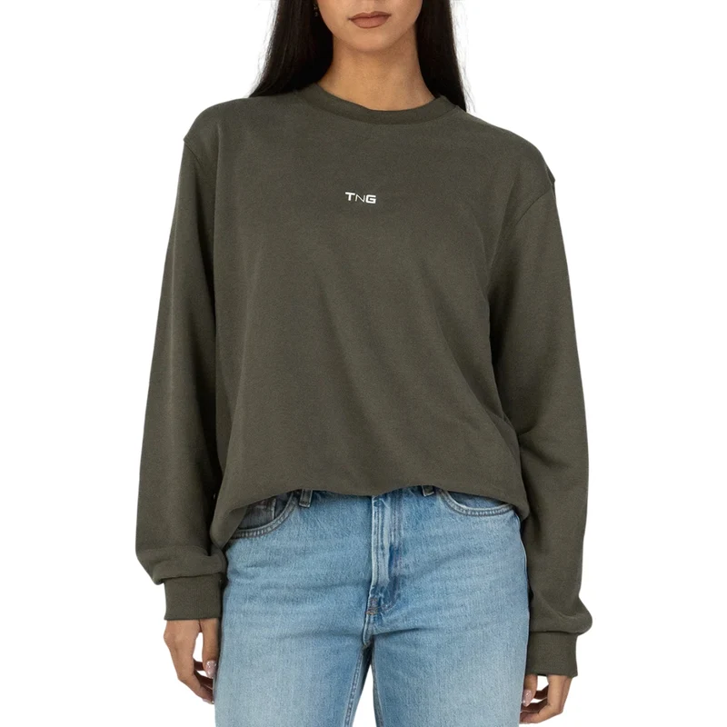 TNG Sudadera Crewneck Verde, para Mujer