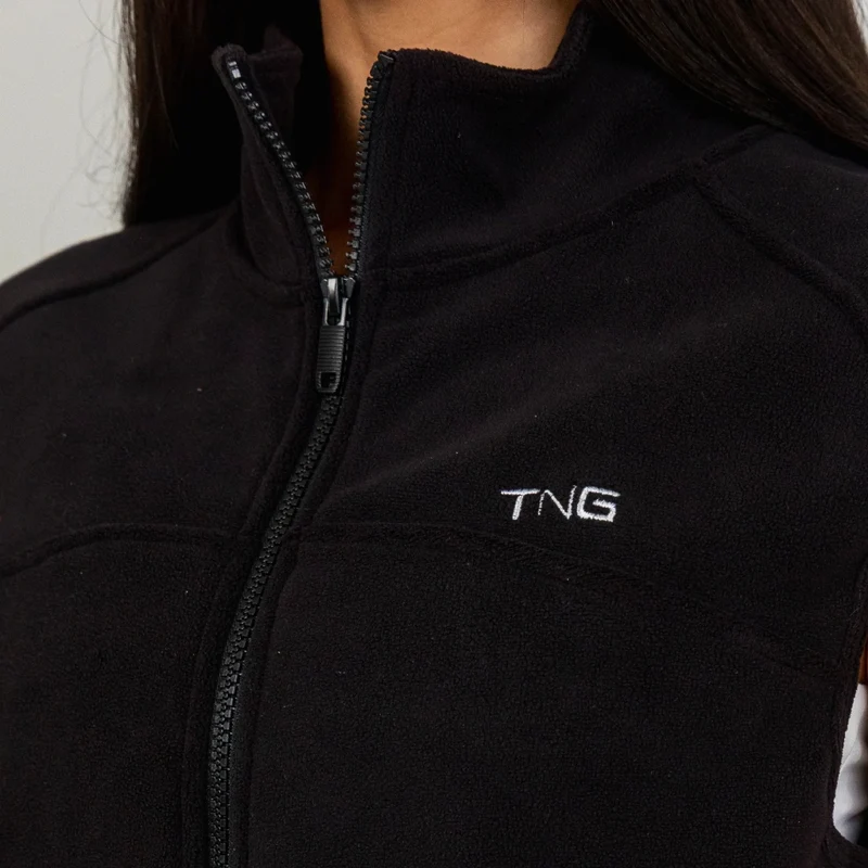 TNG Chaleco sin Mangas Fleece Vest Negro, para Mujer