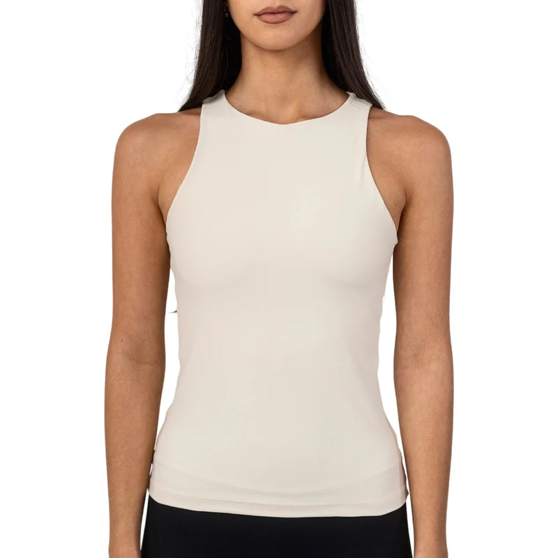 TNG Blusa sin Mangas Hight Neck Crema, para Mujer