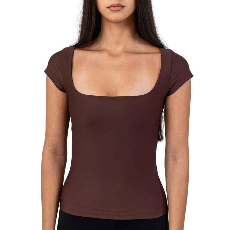 TNG Top Basic Sleeve Café, para Mujer