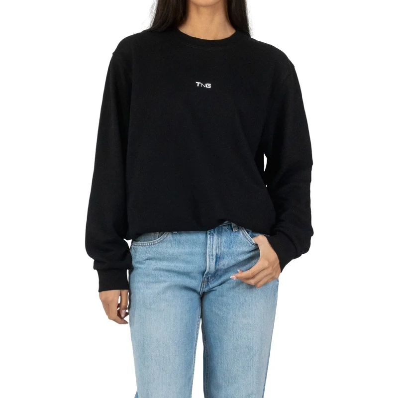 TNG Sudadera Crewneck Negro, para Mujer