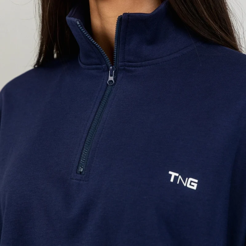 TNG Sweater Boxy Half Zip Azul, para Mujer