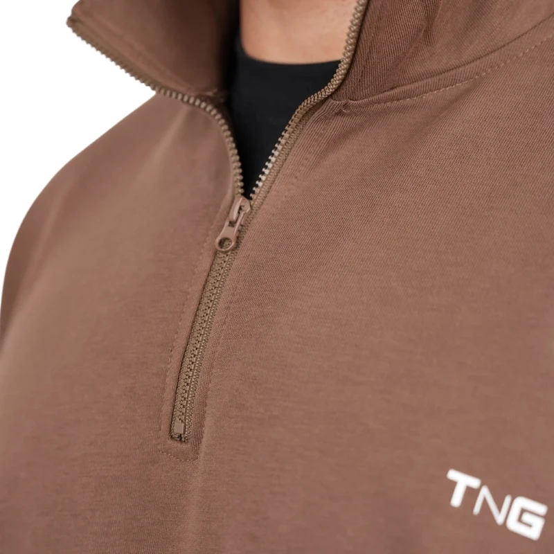TNG Sweater Boxy Half Zip Café, para Hombre
