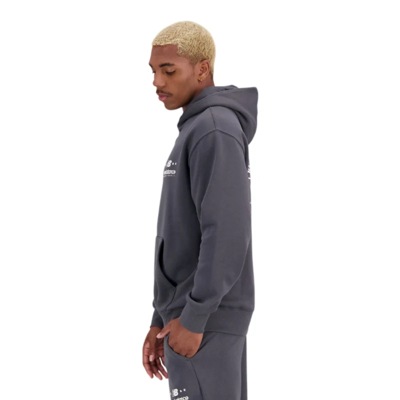 New Balance Sudadera con Capucha Hoops Hoodie Gris, para Hombre