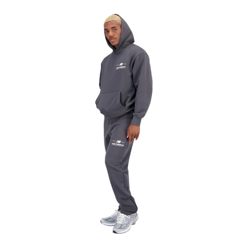 New Balance Sudadera con Capucha Hoops Hoodie Gris, para Hombre