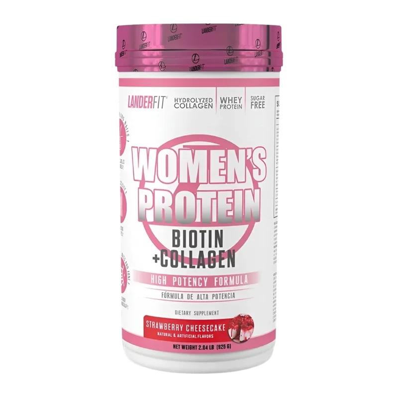 LanderFit Suplemento Alimenticio Proteína con Colágeno y Biotina para Mujer, 2 Libras