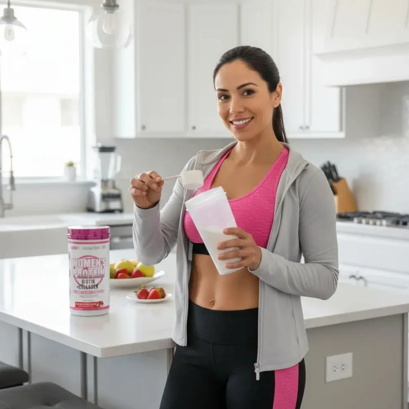 LanderFit Suplemento Alimenticio Proteína con Colágeno y Biotina para Mujer, 2 Libras