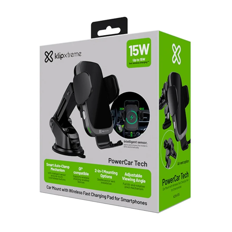Klip Xtreme Cargador Inalámbrico para Carro 15W, KCW-515