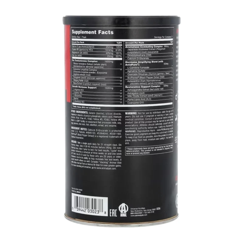 Universal Nutrition Suplemento Deportivo Animal Hormone Booster Stack, 21 Packs