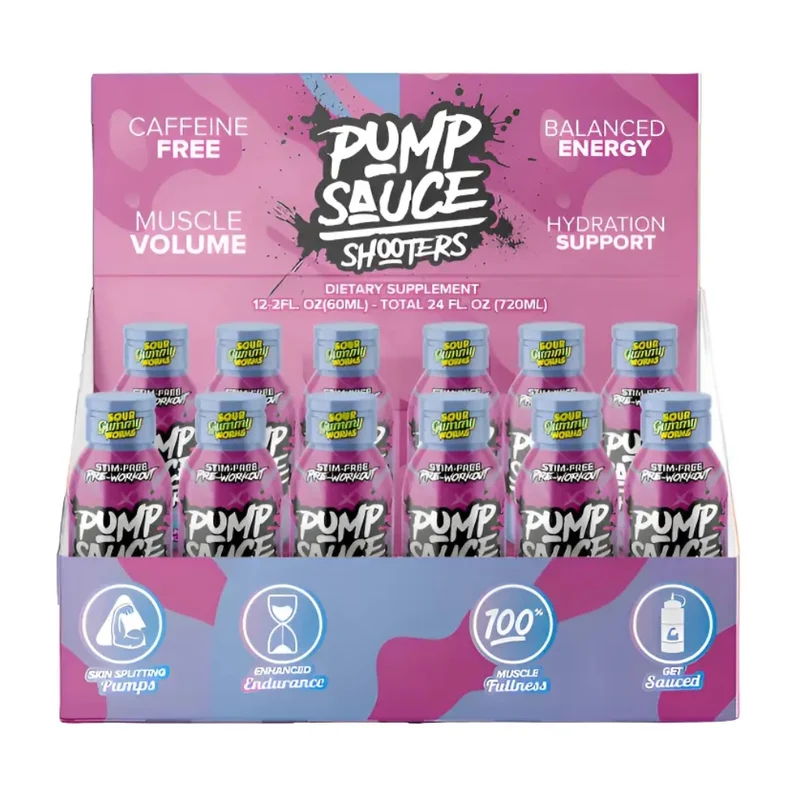 Pump Sauce Bebida Deportiva Pre-Working Sauce Shooters 60 ml, 12 Unidades