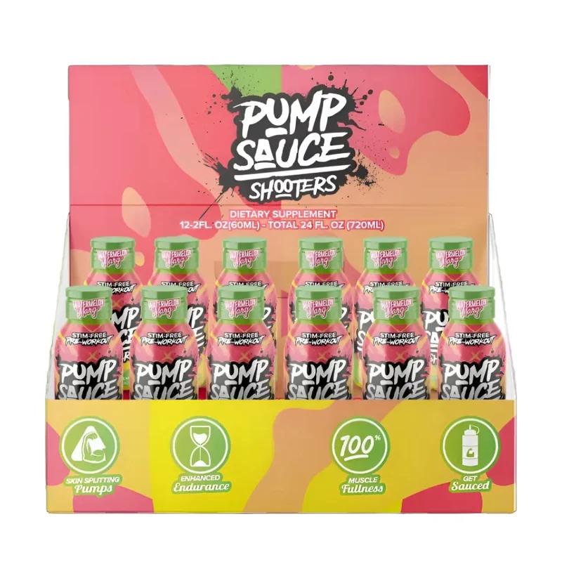 Pump Sauce Bebida Deportiva Pre-Working Sauce Shooters 60 ml, 12 Unidades
