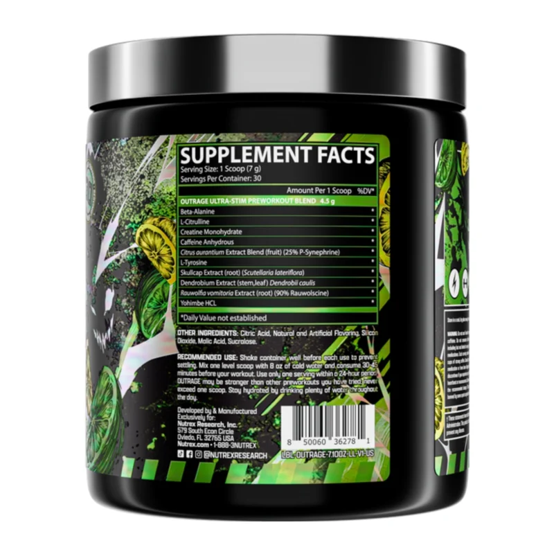 Nutrex Suplemento Deportivo Outrage Pre-Entrenamiento, 30 Porciones