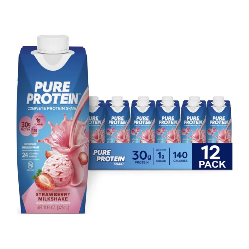 Pure Protein Suplemento Deportivo Proteína Lista para Beber 325 ml, 12 Unidades