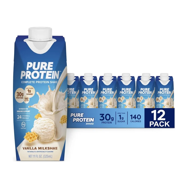 Pure Protein Suplemento Deportivo Proteína Lista para Beber 325 ml, 12 Unidades