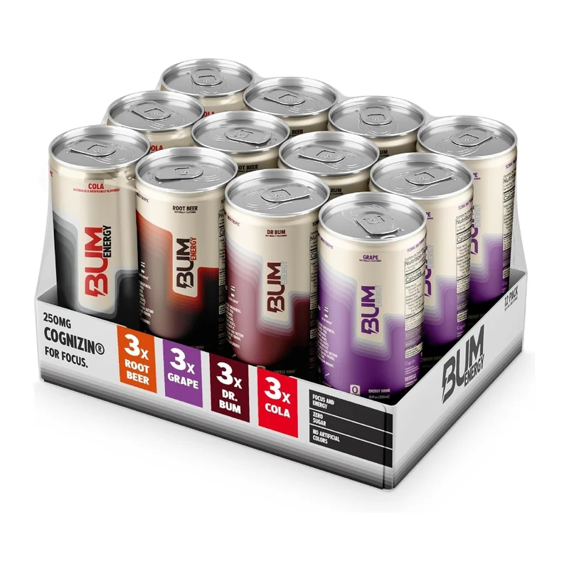 Raw Nutrition Set Bebidas Energéticas BUM Energy 12oz, 12 Unidades