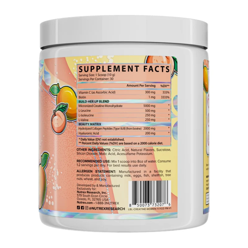 Nutrex Suplemento Alimenticio Creatina para Mujer, 30 Porciones