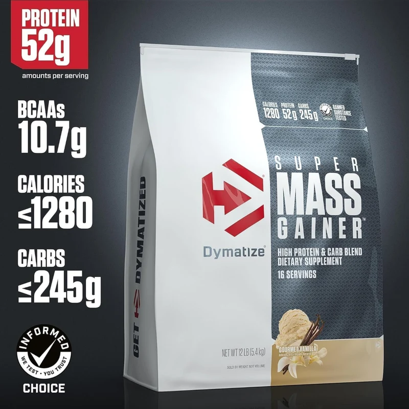 Dymatize Suplemento Deportivo Proteína Super Mass Gainer, 12 Libras