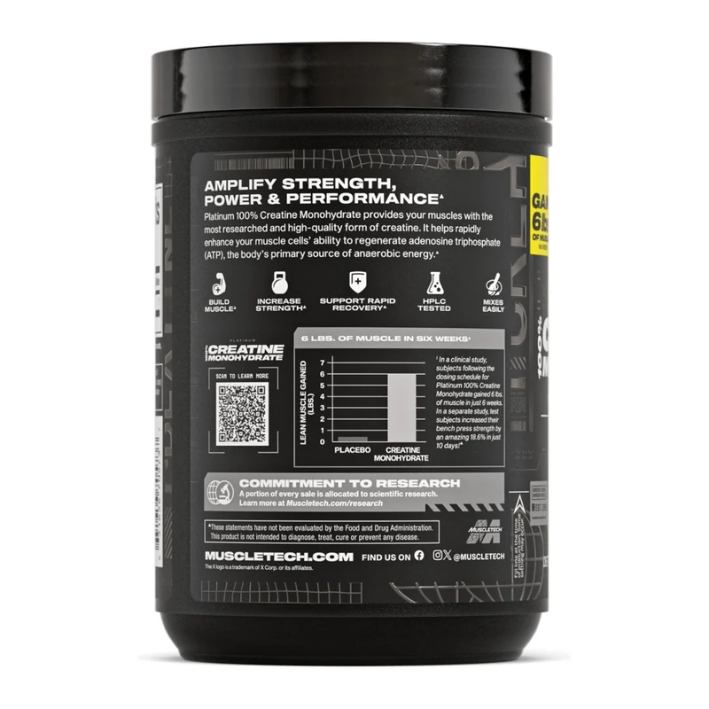 MuscleTech Suplemento Alimenticio Creatina Monohidrato, 80 Porciones