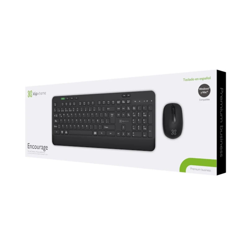 Klip Xtreme Kit Teclado y Mouse Inalámbrico Encourage KBK-750, Caja Abierta