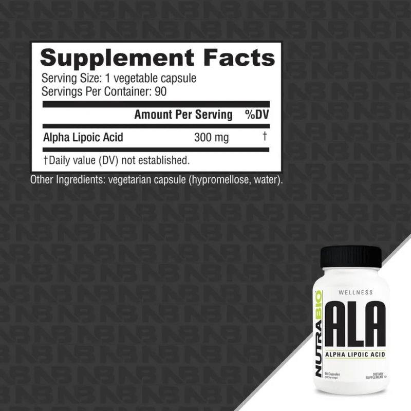 NutraBio Suplemento Alimenticio Ácido Alpha Lipoico, 90 Cápsulas