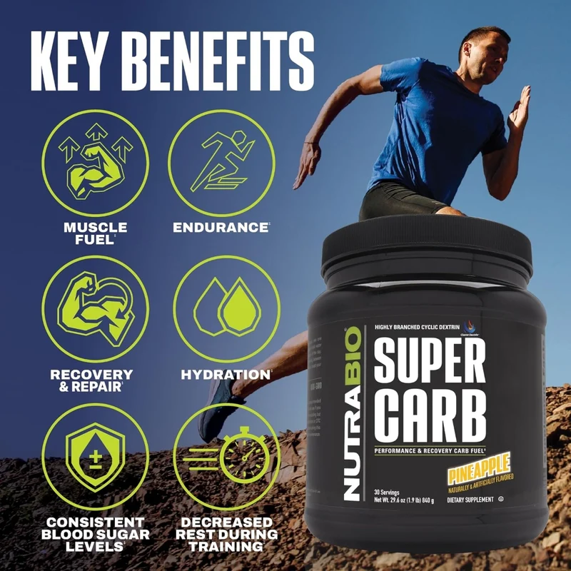 NutraBio Suplemento Alimenticio Súper Carb, 30 Porciones